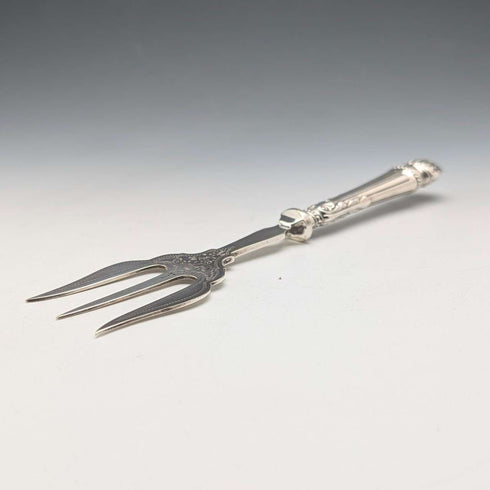 1907 British Antique Sterling Silver Handle Bread Fork by William Yates