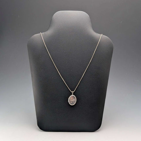 British Vintage Sterling Silver Oval Locket Pendant with Sterling Silver Necklace, 12.8g Total, Excalibur