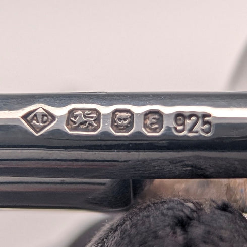 1979年 英国ヴィンテージ 純銀台座 カフリンクス カフスボタン Dunhill ケース入