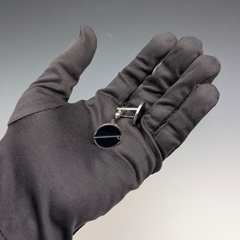 1979年 英国ヴィンテージ 純銀台座 カフリンクス カフスボタン Dunhill ケース入