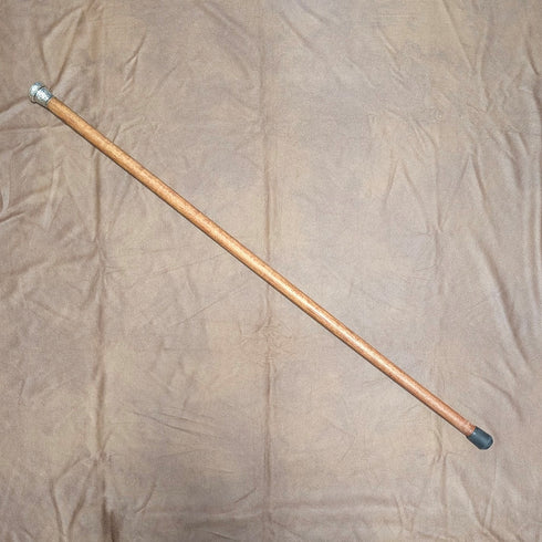 1909年 英国アンティーク ブラウンシャフト 彫刻純銀製 ロンデルハンドル ステッキ 杖 88cm