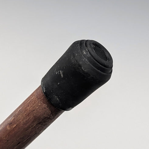 1909年 英国アンティーク ブラウンシャフト 彫刻純銀製 ロンデルハンドル ステッキ 杖 88cm