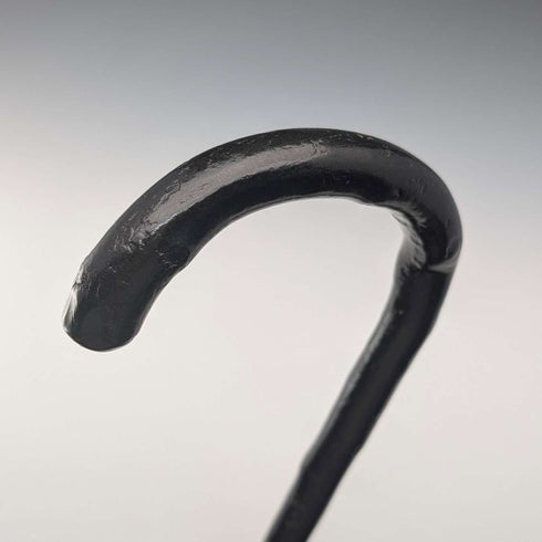 Vintage Twisted Black Shaft Bent Handle Walking Stick 84cm