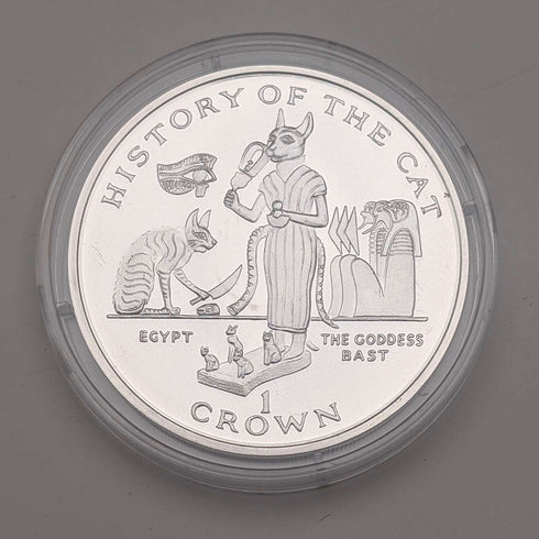 British Isle of Man Silver Crown Coin "The History of Cats: Bastet" by PobjoyMint, with Case and Instructions