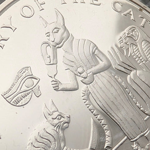 英國曼島銀克朗硬幣“貓的歷史:芭絲特”,由PobjoyMint發行,附帶包裝盒和說明書