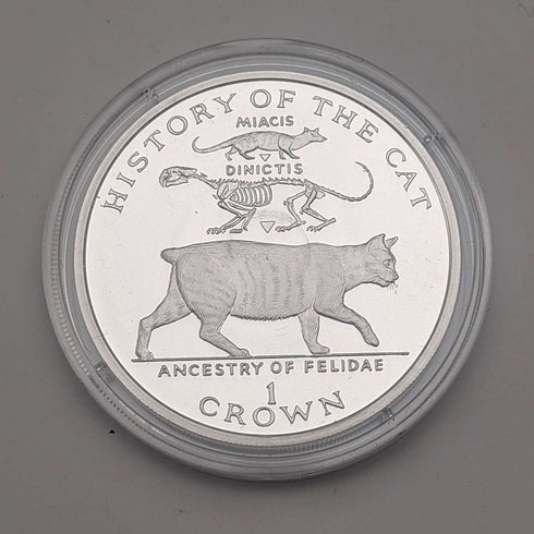 British Isle of Man Silver Crown Coin "History of Cats: Miacis dinichtis" PobjoyMint Case and Instructions Included