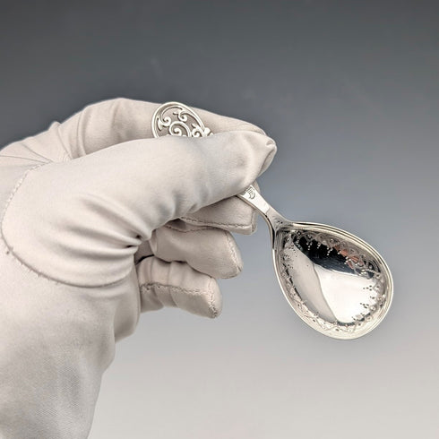 1891 British Antique Sterling Silver Tea Caddy Spoon, 15.6g, Charles Boynton