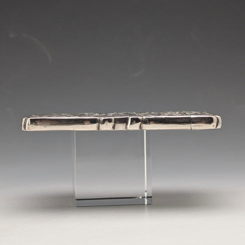 1896 British Antique Scroll-Decorated Sterling Silver Card Case, 55g, Frederick Marson