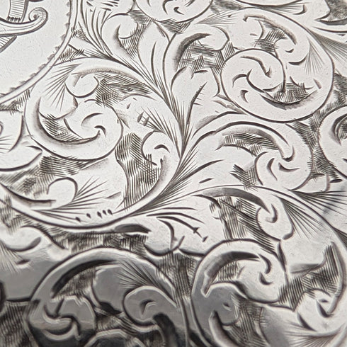 1896 British Antique Scroll-Decorated Sterling Silver Card Case, 55g, Frederick Marson