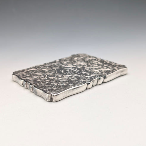 1896 British Antique Scroll-Decorated Sterling Silver Card Case, 55g, Frederick Marson