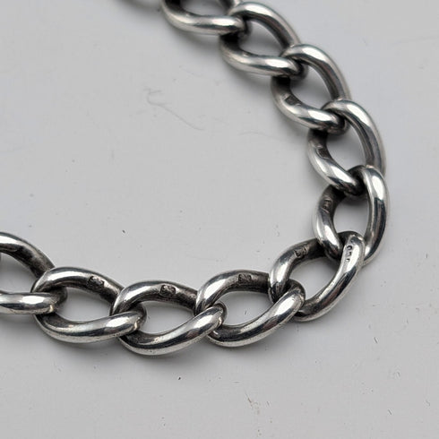 約1905年英國古董純銀阿爾伯特鏈,重54克,配純銀獎章吊墜