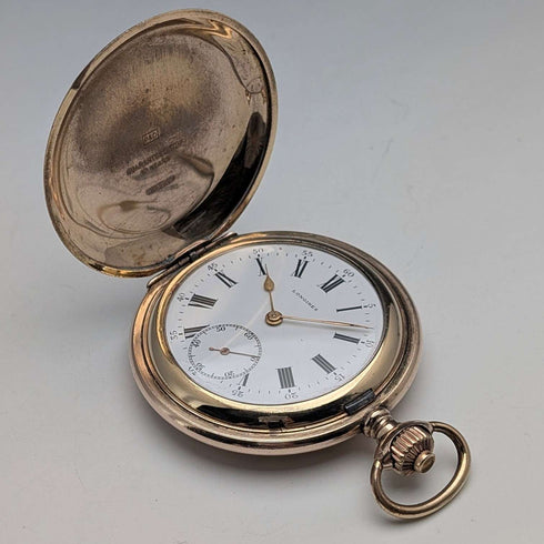 1912年頃 アンティーク ロンジン 懐中時計 金張りハンターケース Cal18.50 動作良好