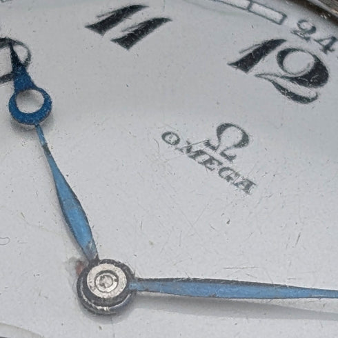 1935年頃 ヴィンテージ オメガ 懐中時計 金張りオープンフェース デニソンケース 動作良好