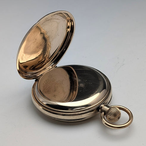 1910年代英國古董羅素懷錶,鍍金獵錶式錶殼,走時良好