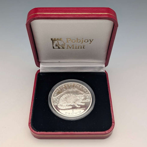 英国マン島 クラウン銀貨 「猫の歴史:ヨーロッパヤマネコ」PobjoyMint ケース・説明書付