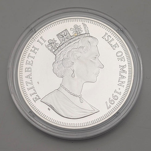 英國曼島銀質克朗硬幣“貓的歷史:西表野貓”,由PobjoyMint發行,附帶包裝盒和說明書