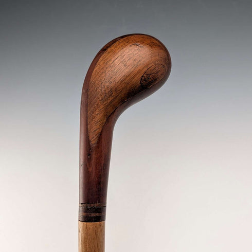 British Vintage Marquetry Brown Shaft Sunday Walking Stick, 87cm