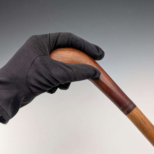 British Vintage Marquetry Brown Shaft Sunday Walking Stick, 87cm