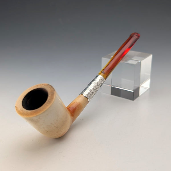 古董英國純銀海泡石煙鬥,附煙盒