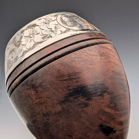 1894年 英国アンティーク 純銀装飾 エステートパイプ ケース入り