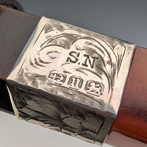 1894年 英国アンティーク 純銀装飾 エステートパイプ ケース入り