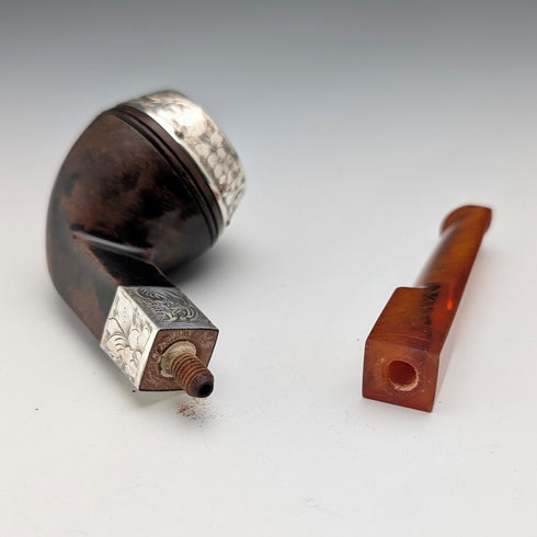 1894 British Antique Sterling Silver Estate Pipe in Case