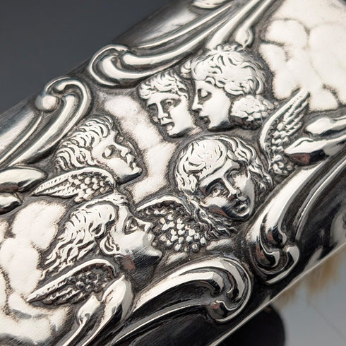 1909年英國Levi & Salaman出品的古董純銀裝飾手柄梳妝刷套裝