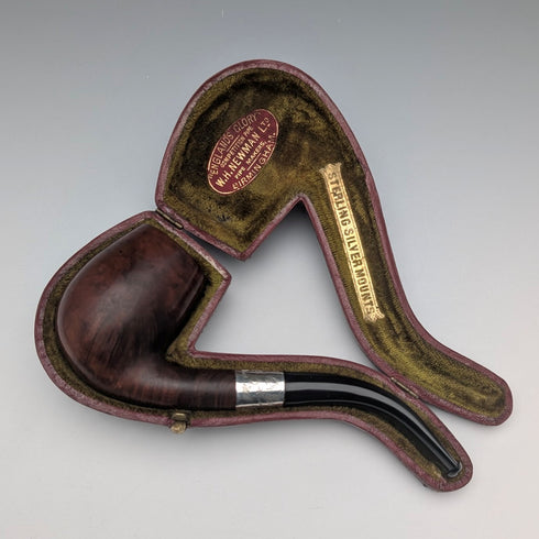 1898 British Antique Sterling Silver Estate Pipe, WH Newman Ltd, Case Included
