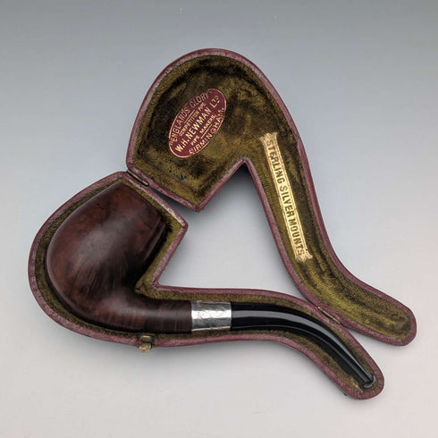 1898 British Antique Sterling Silver Estate Pipe, WH Newman Ltd, Case Included