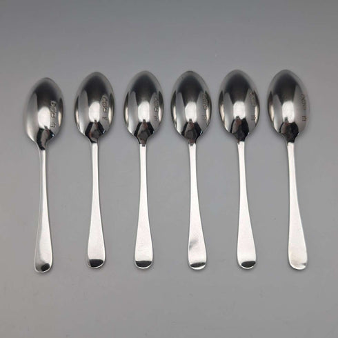 1897 British Antique Sterling Silver Teaspoons, Set of 6, 60g, Josiah Williams, with Case