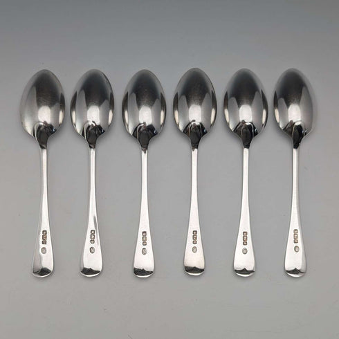 1893 British Antique Sterling Silver Teaspoons, Set of 6, 90g, John Round & Son, in Case