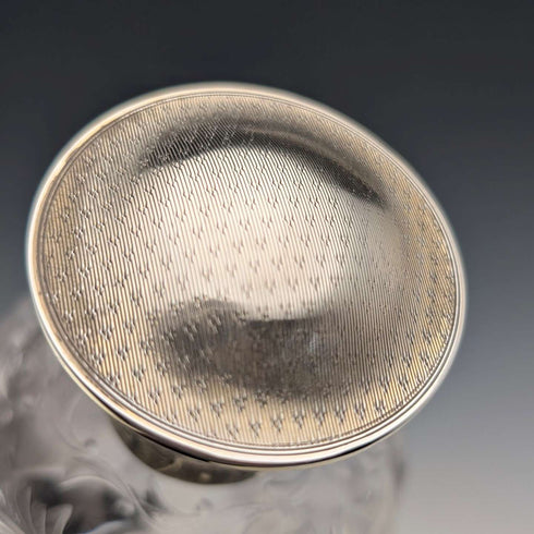 1923 British Antique Pure Silver Lid Perfume Bottle, Glass Perfume Bottle, Goldsmiths & Silversmiths