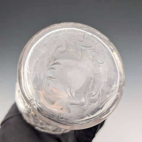 1923 British Antique Pure Silver Lid Perfume Bottle, Glass Perfume Bottle, Goldsmiths & Silversmiths
