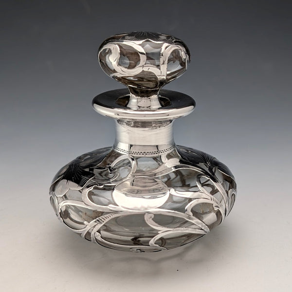 Vintage American silver-overlay perfume bottle, Art Nouveau, by ALVIN