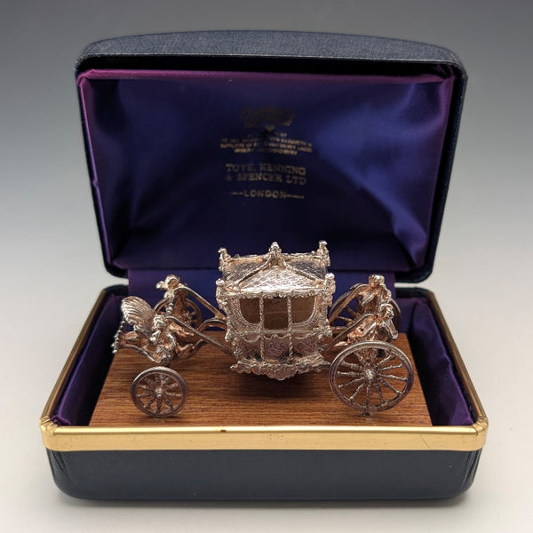 1977 British Sterling Silver Gold State Coach Miniature, 72g, Toye, Kenning & Spencer, with case