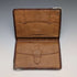 1908 British Antique Sterling Silver Brown Leather Bifold Wallet by Charles Penny Brown