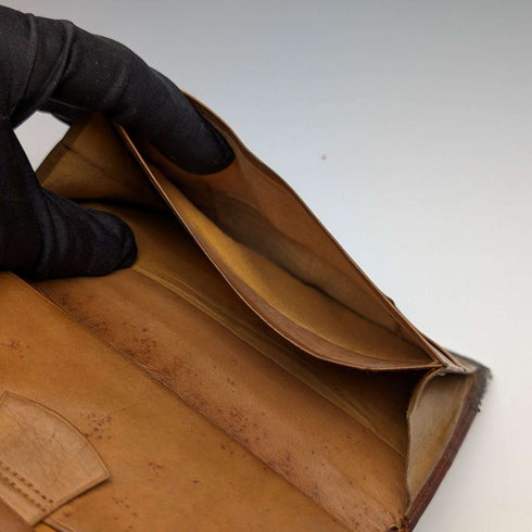 1908 British Antique Sterling Silver Brown Leather Bifold Wallet by Charles Penny Brown
