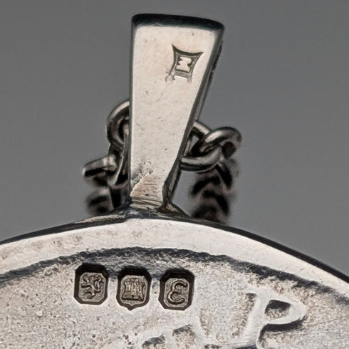 British Vintage Sterling Silver Ancient Roman Coin Replica Pendant with Sterling Silver Necklace, 28g Total