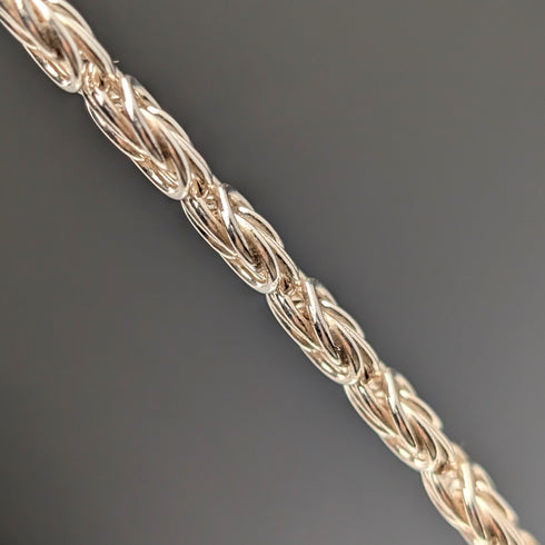 英国ヴィンテージ 純銀製 ビザンチンフラワーチェーン ネックレス 42cm 46g