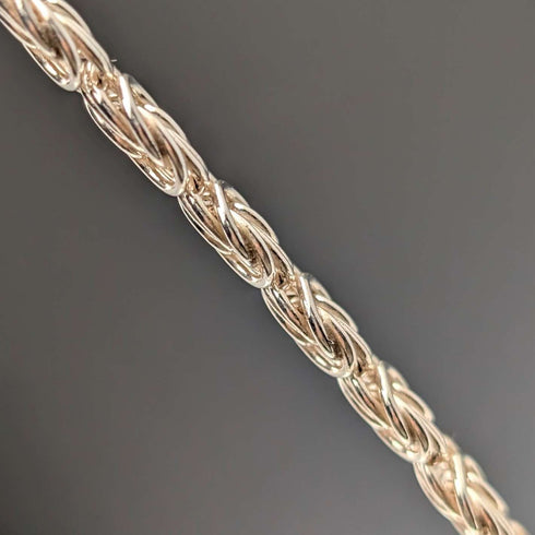 英国ヴィンテージ 純銀製 ビザンチンフラワーチェーン ネックレス 42cm 46g