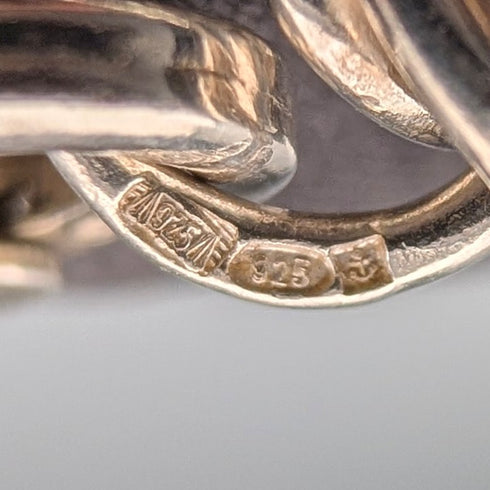 英国ヴィンテージ 純銀製 ビザンチンフラワーチェーン ネックレス 42cm 46g