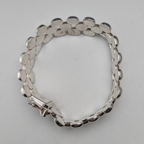 Italian Vintage Sterling Silver Panther Link Bracelet, 26.4g, Milor