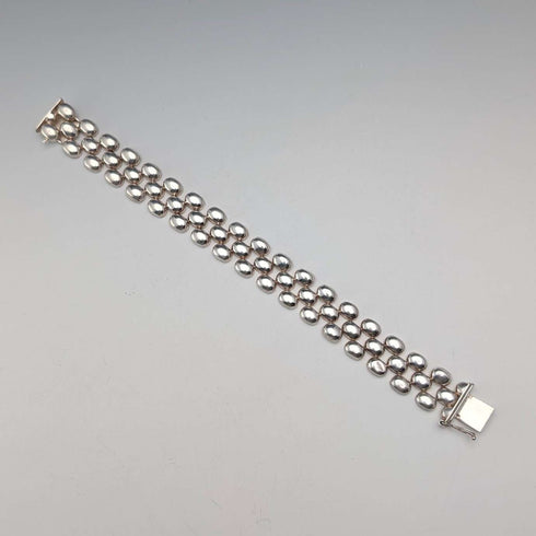 Italian Vintage Sterling Silver Panther Link Bracelet, 26.4g, Milor
