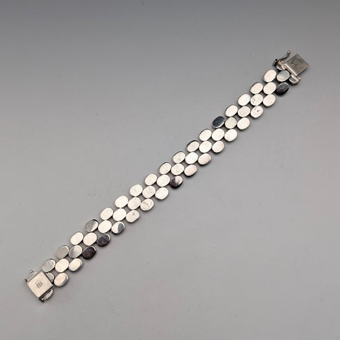 Italian Vintage Sterling Silver Panther Link Bracelet, 26.4g, Milor