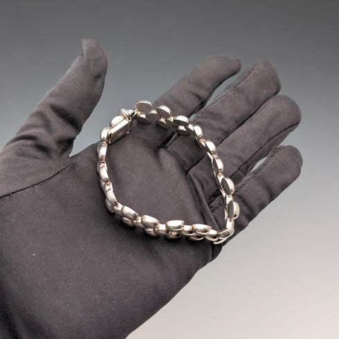 Italian Vintage Sterling Silver Panther Link Bracelet, 26.4g, Milor