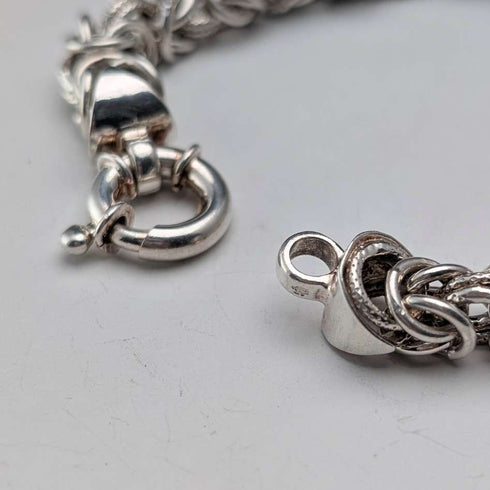 British Vintage Sterling Silver Byzantine Chain Bracelet, 29.5g