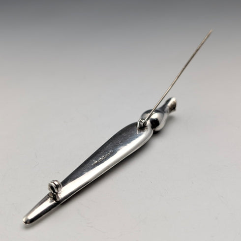 Antique British sterling silver brooch with three colored stones and a Scottish dark finish.