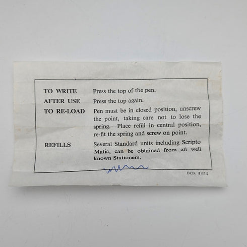 Vintage sterling silver small ballpoint pen in paper box