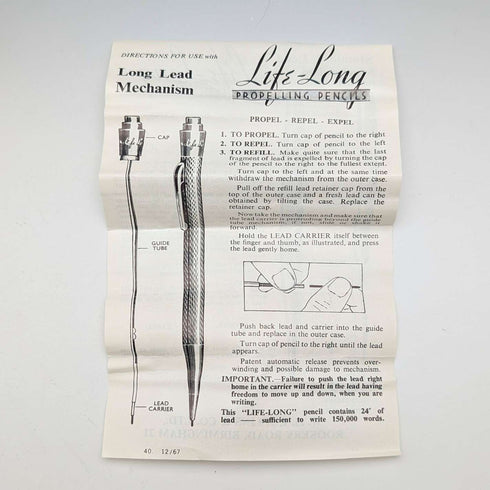 英國復古 Lifelong 純銀小型自動鉛筆,附紙盒和說明書