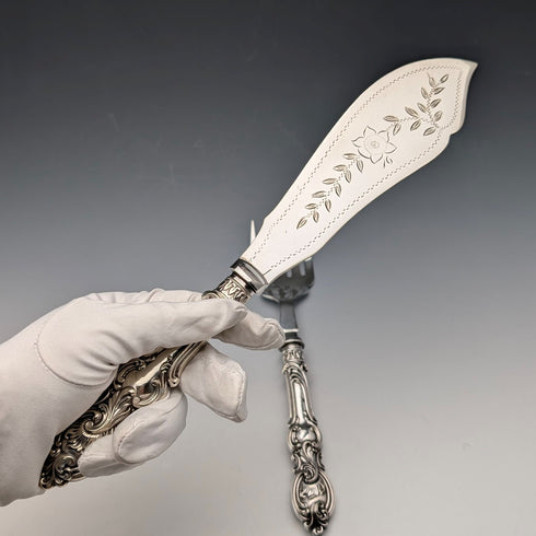 英国アンティーク シルバープレート製 フィッシュサーバーセット ケース入